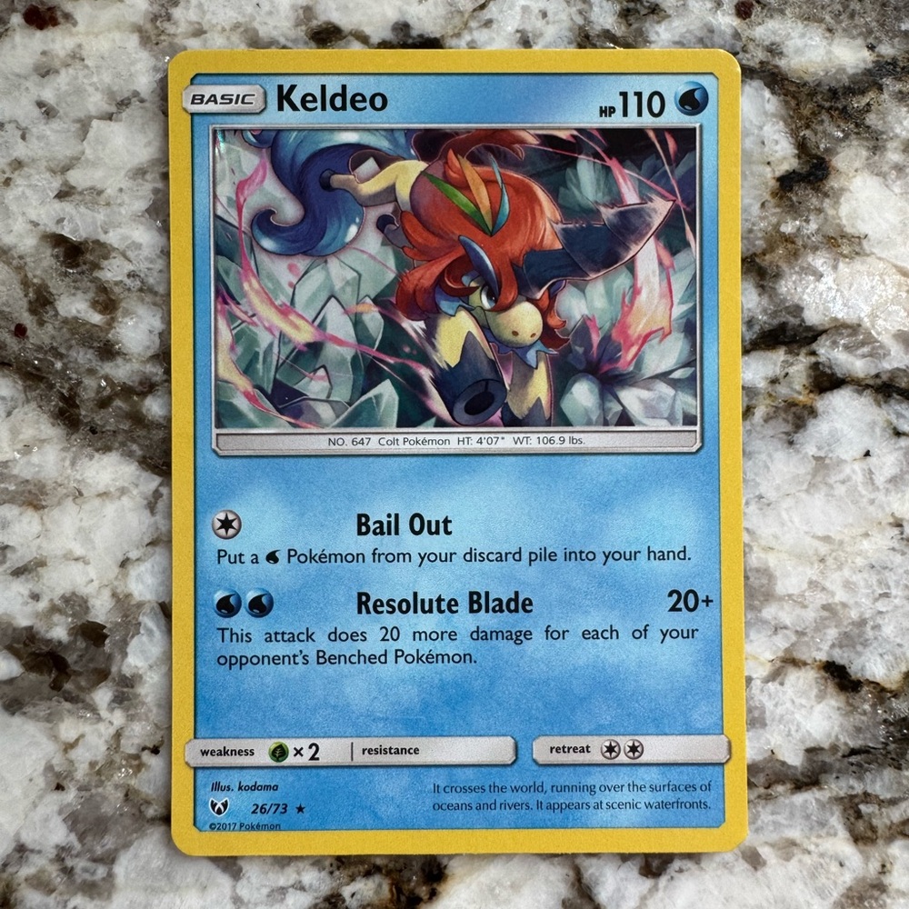 Pokemon Keldeo Card - Blue and Red